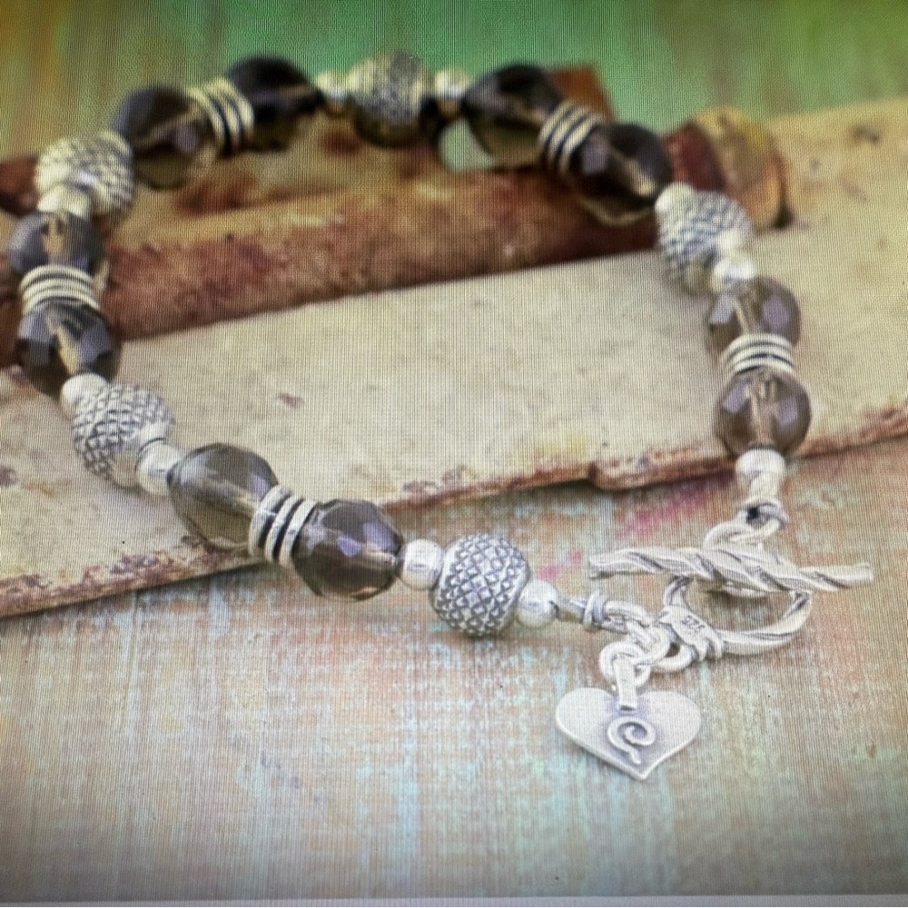 New Inspiranza Mochaccino Roast sterling Silver and smoky quartz Bracelet -7.5”